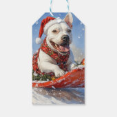 雪のクリスマスを許すそりのブルテリア犬 ギフトタグ (裏面)