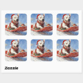 雪のクリスマスを許すそりのブルテリア犬 スクエアシール (シート)