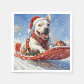 雪のクリスマスを許すそりのブルテリア犬 スタンダードカクテルナプキン (正面)