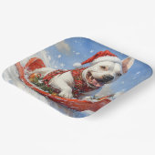 雪のクリスマスを許すそりのブルテリア犬 ペーパープレート (傾斜あり)