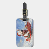 雪のクリスマスを許すそりのブルテリア犬 ラゲッジタグ (正面縦)