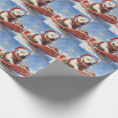 雪のクリスマスを許すそりのブルテリア犬 ラッピングペーパー (角)
