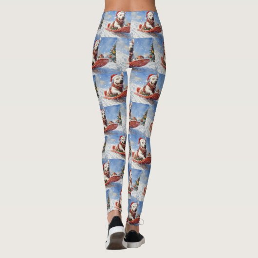 雪のクリスマスを許すそりのブルテリア犬 レギンス (裏面)