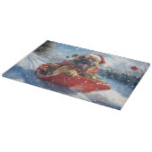 雪のクリスマスを許すそりのブルマスティフ犬 カッティングボード (角)