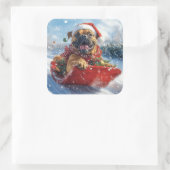 雪のクリスマスを許すそりのブルマスティフ犬 スクエアシール (バッグ)