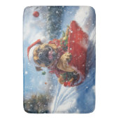 雪のクリスマスを許すそりのブルマスティフ犬 バスマット (正面縦)