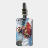 雪のクリスマスを許すそりのブルマスティフ犬 ラゲッジタグ (正面縦)