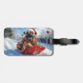 雪のクリスマスを許すそりのブルマスティフ犬 ラゲッジタグ (裏面横)