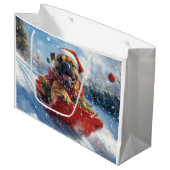 雪のクリスマスを許すそりのブルマスティフ犬 ラージペーパーバッグ (正面アングル)