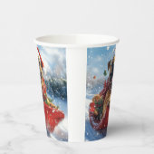 雪のクリスマスを許すそりのブルマスティフ犬 紙コップ (左)