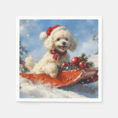 雪のクリスマスを許すそりのプードル犬 スタンダードカクテルナプキン (正面)