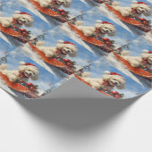 雪のクリスマスを許すそりのプードル犬 ラッピングペーパー (角)