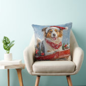 雪のクリスマスを許すそりのラフなコリー犬 クッション (椅子)
