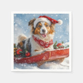 雪のクリスマスを許すそりのラフなコリー犬 スタンダードカクテルナプキン (正面)