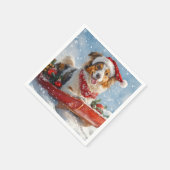 雪のクリスマスを許すそりのラフなコリー犬 スタンダードカクテルナプキン (角)