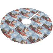 雪のクリスマスを許すそりのラフなコリー犬 ブラッシュドポリエステルツリースカート (アングル)