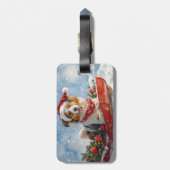 雪のクリスマスを許すそりのラフなコリー犬 ラゲッジタグ (裏面縦)