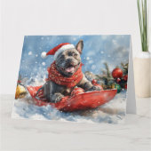 雪のクリスマスを許すそりの杖のコルソ犬 カード (正面)