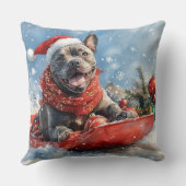 雪のクリスマスを許すそりの杖のコルソ犬 クッション (裏面)