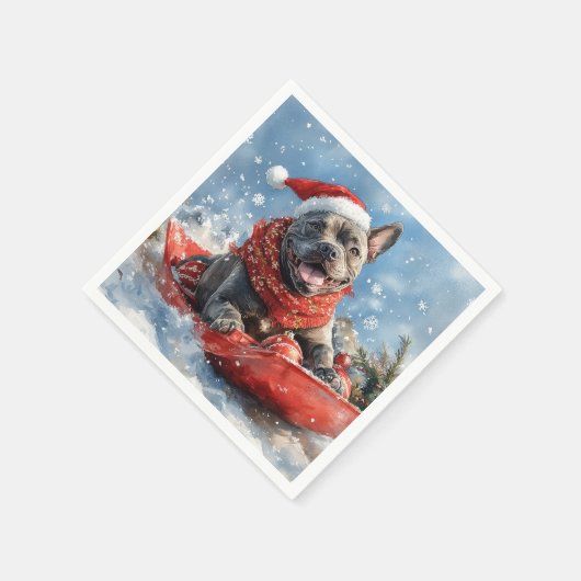 雪のクリスマスを許すそりの杖のコルソ犬 スタンダードカクテルナプキン (角)