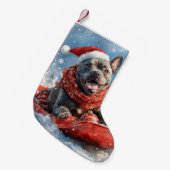 雪のクリスマスを許すそりの杖のコルソ犬 スモールクリスマスストッキング (正面 (吊り時))