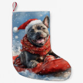 雪のクリスマスを許すそりの杖のコルソ犬 スモールクリスマスストッキング (正面)