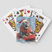 雪のクリスマスを許すそりの杖のコルソ犬 トランプ (裏面)