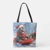 雪のクリスマスを許すそりの杖のコルソ犬 トートバッグ (裏面)