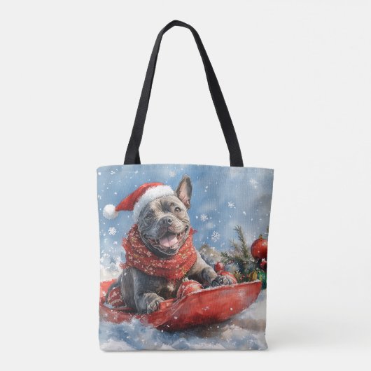 雪のクリスマスを許すそりの杖のコルソ犬 トートバッグ (裏面)