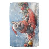 雪のクリスマスを許すそりの杖のコルソ犬 バスマット (正面縦)