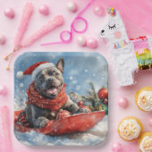 雪のクリスマスを許すそりの杖のコルソ犬 ペーパープレート (パーティー)