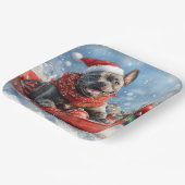 雪のクリスマスを許すそりの杖のコルソ犬 ペーパープレート (傾斜あり)