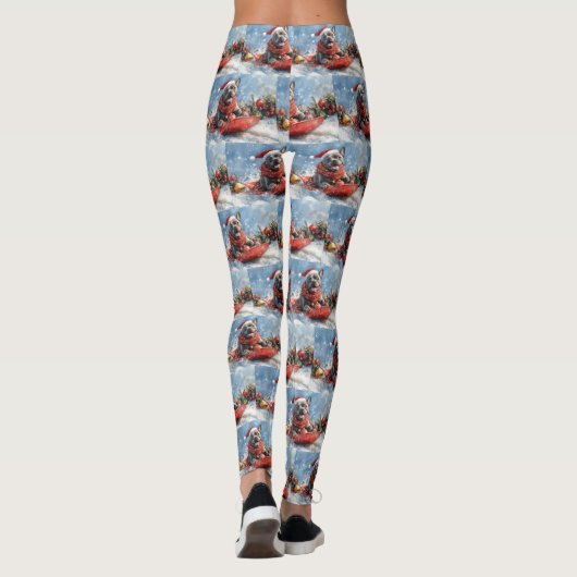 雪のクリスマスを許すそりの杖のコルソ犬 レギンス (裏面)