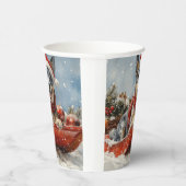 雪のクリスマスを許すそりの青いヒーラー犬 紙コップ (右)