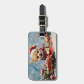 雪のクリスマスを許可するそりにチワホアドッグ ラゲッジタグ (正面縦)