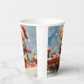 雪のクリスマスを許可するそりにチワホアドッグ 紙コップ (右)