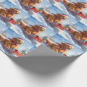 雪のクリスマスを許可するそりのアイリッシュレッドセッター ラッピングペーパー (角)