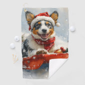 雪のクリスマスを許可するそりのオーストラリアの牛 ゴルフタオル (インサイチュ)