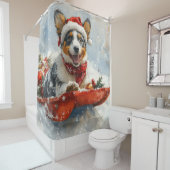 雪のクリスマスを許可するそりのオーストラリアの牛 シャワーカーテン (インサイチュ)