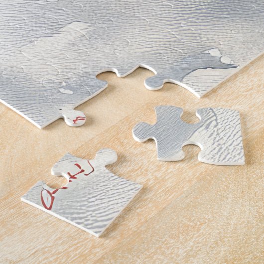 雪のクリスマスを許可するそりのオーストラリアの牛 ジグソーパズル (側面)