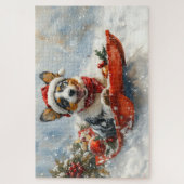 雪のクリスマスを許可するそりのオーストラリアの牛 ジグソーパズル (縦)