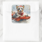 雪のクリスマスを許可するそりのオーストラリアの牛 スクエアシール (バッグ)