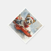 雪のクリスマスを許可するそりのオーストラリアの牛 スタンダードカクテルナプキン (角)