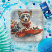 雪のクリスマスを許可するそりのオーストラリアの牛 ペーパープレート (パーティー)