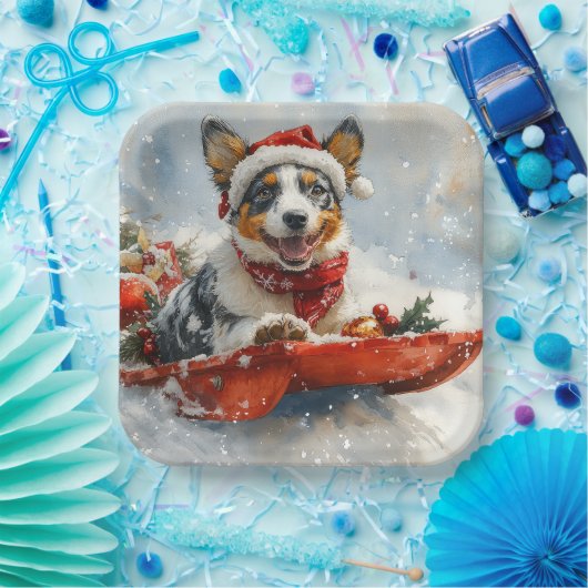 雪のクリスマスを許可するそりのオーストラリアの牛 ペーパープレート (パーティー)