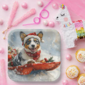 雪のクリスマスを許可するそりのオーストラリアの牛 ペーパープレート (パーティー)