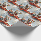 雪のクリスマスを許可するそりのオーストラリアの牛 ラッピングペーパー (角)