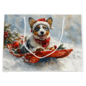 雪のクリスマスを許可するそりのオーストラリアの牛 ラージペーパーバッグ (正面)