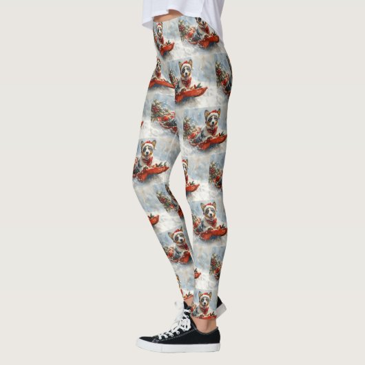 雪のクリスマスを許可するそりのオーストラリアの牛 レギンス (左)