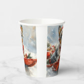 雪のクリスマスを許可するそりのオーストラリアの牛 紙コップ (左)